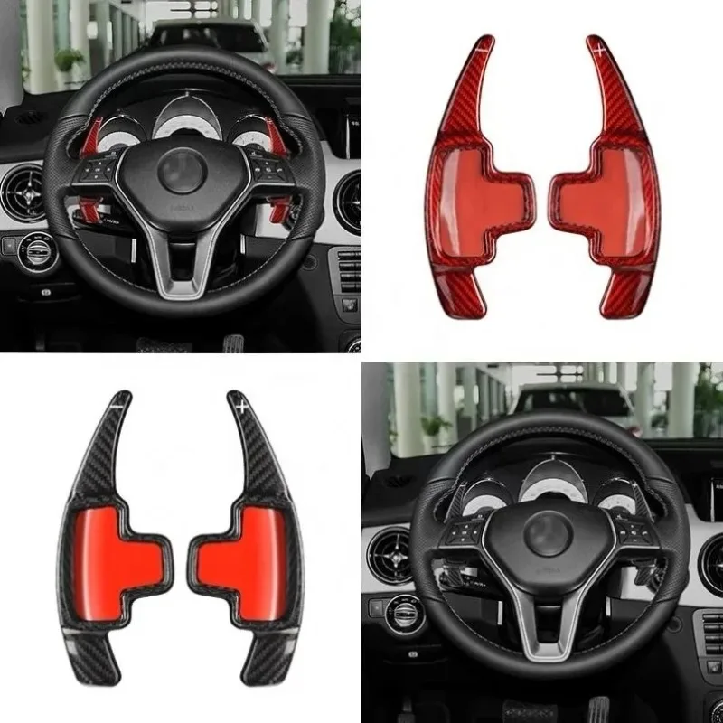 Real Carbon Fiber Steering Wheel Gear Panel Paddle Shifter Extensions Interior Accessory for   Ben