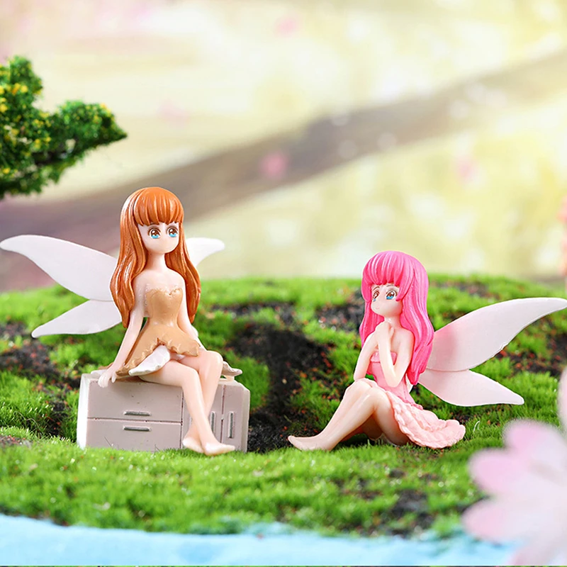 Figurines Flower Fairy Miniature Micro Landscape Ornament Dollhouse Accessories Home Decoration Kids Gift Set