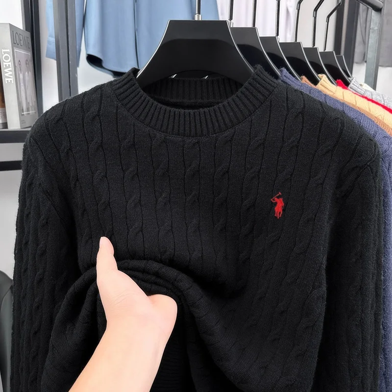 Hochwertige Casual Rundhalspullover Herren Herbst Winter neue Persönlichkeit Zipper Design Luxusmarke Golf Pony Stickerei Mode Stricken Sweater – Detail 13