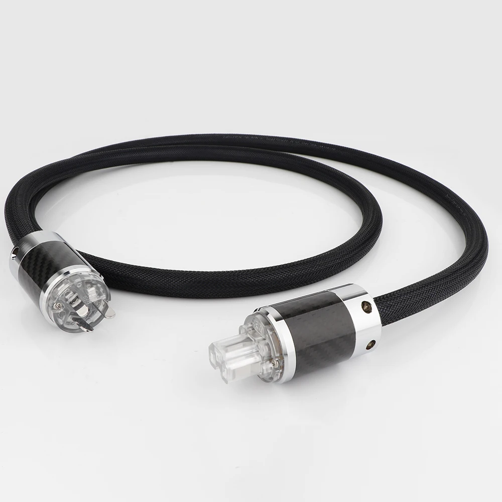 Hifi Audio Carbon Fiber Power Cable EU/USAU Power Cord Audiophile Supply Mains Cord For Amplifier CD DVD Player