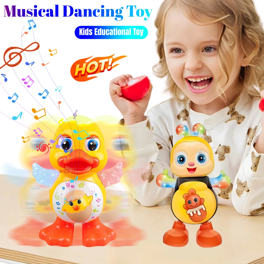 Electric Musical Dancing Bee Toy Kids Preschool Learning Educational Toys Gift Interactive Singing Dancing Duck with Flash Light