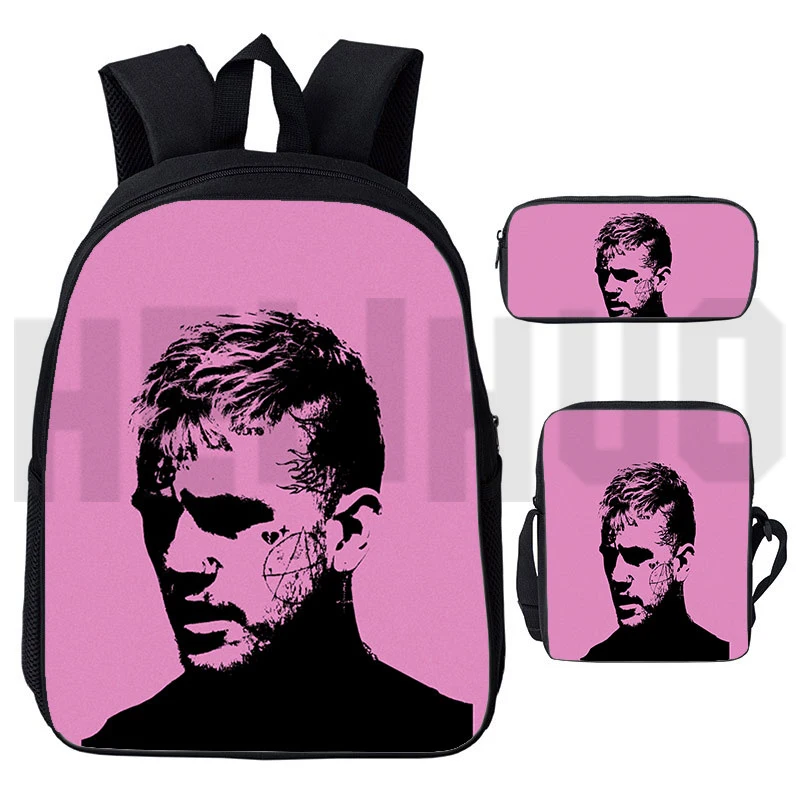 Preppy Style 3D Print Rapper Lil Peep Backpack Men Creative School Bags for Students 3 Pcs/Set Lil Peep Shoulder Bag Pencil Case