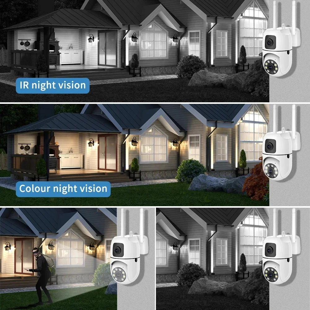8MP IP Wifi Camera Dual Lens Security Wireless Outdoor Cameras Auto Tracking Two-way Audio HD Night Vision Home Baby Monitor