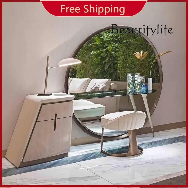 

C M Organizer Chair Vanity Tables Storage Mirror Nordic Cabinet Bedroom Vanity Makeup Desk Luxury Coiffeuse De Chambre Furniture