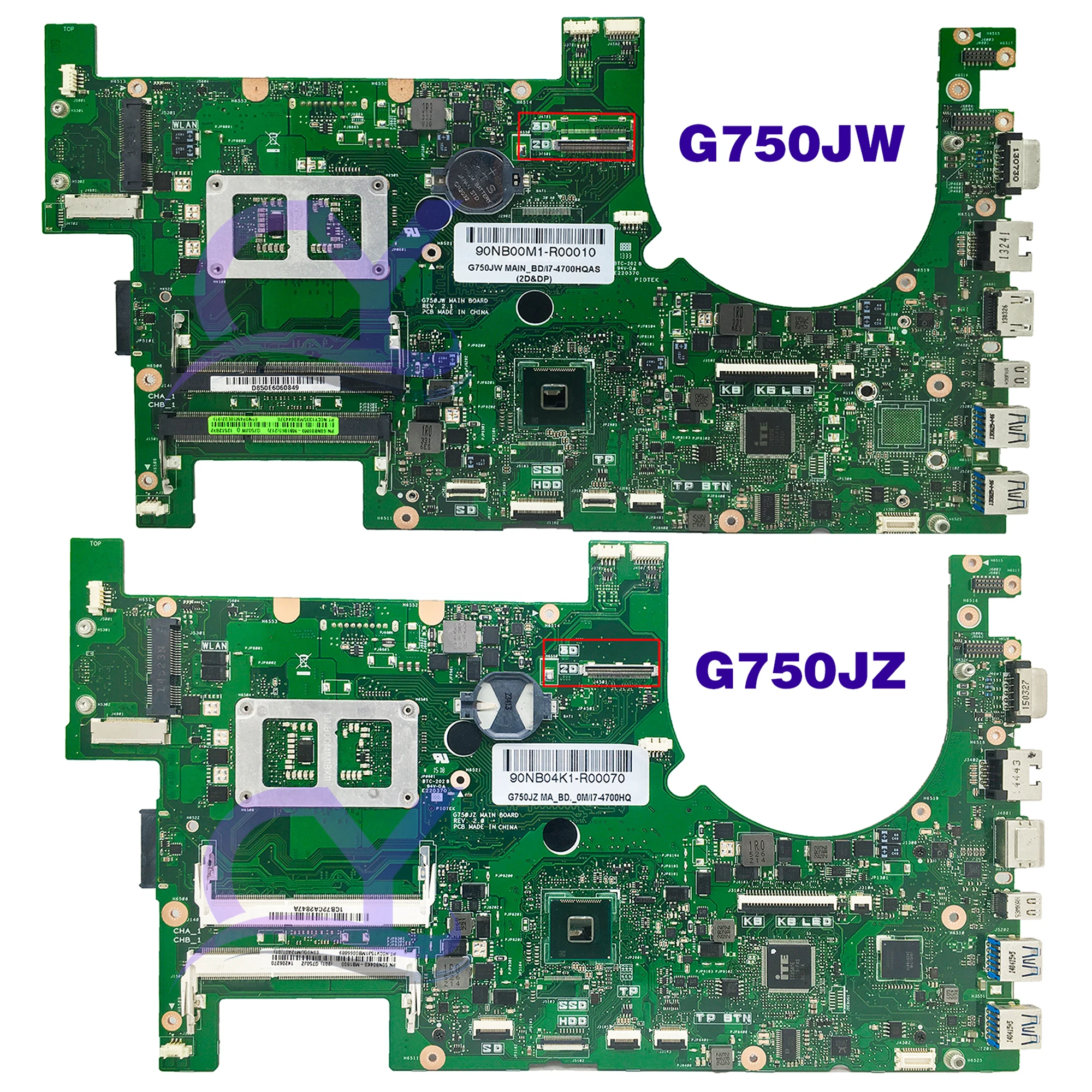 Imagem -06 - Placa-mãe Portátil para Asus G750j Mainboard para Asus G750jya G750jz G750jw G750jx G750jm G750js I74700hq 2d ou 3d-lcd