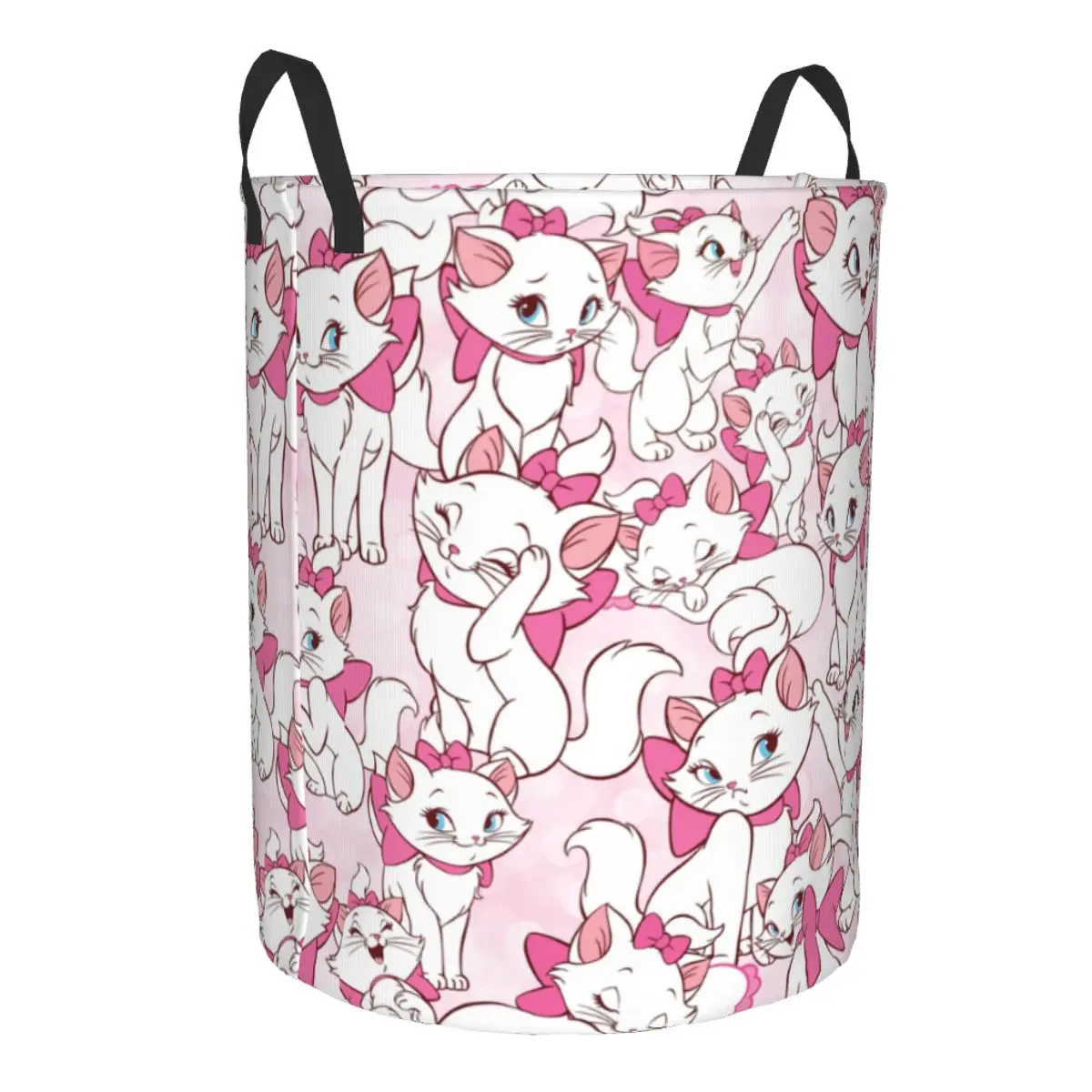 Custom Disney Marie Cat On Pink Laundry Basket Foldable Cartoon Toy Clothes Hamper Storage Bin for Kids Nursery