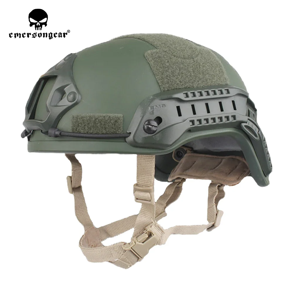 Emersongear Tactical ACH MICH 2001 Hunting Helmet Middle Covered ABS TC 2001 Helmet Advanced w NVG Shroud Side Rail Hand Protect