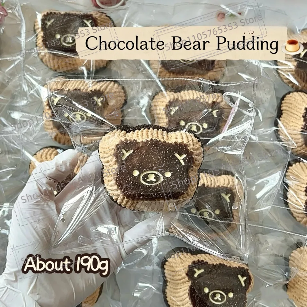 1Pc Handcrafted Chocolate Bear Pudding Squishy – Yogurt Puree Texture & Food Grade Silicone Stress Reliever