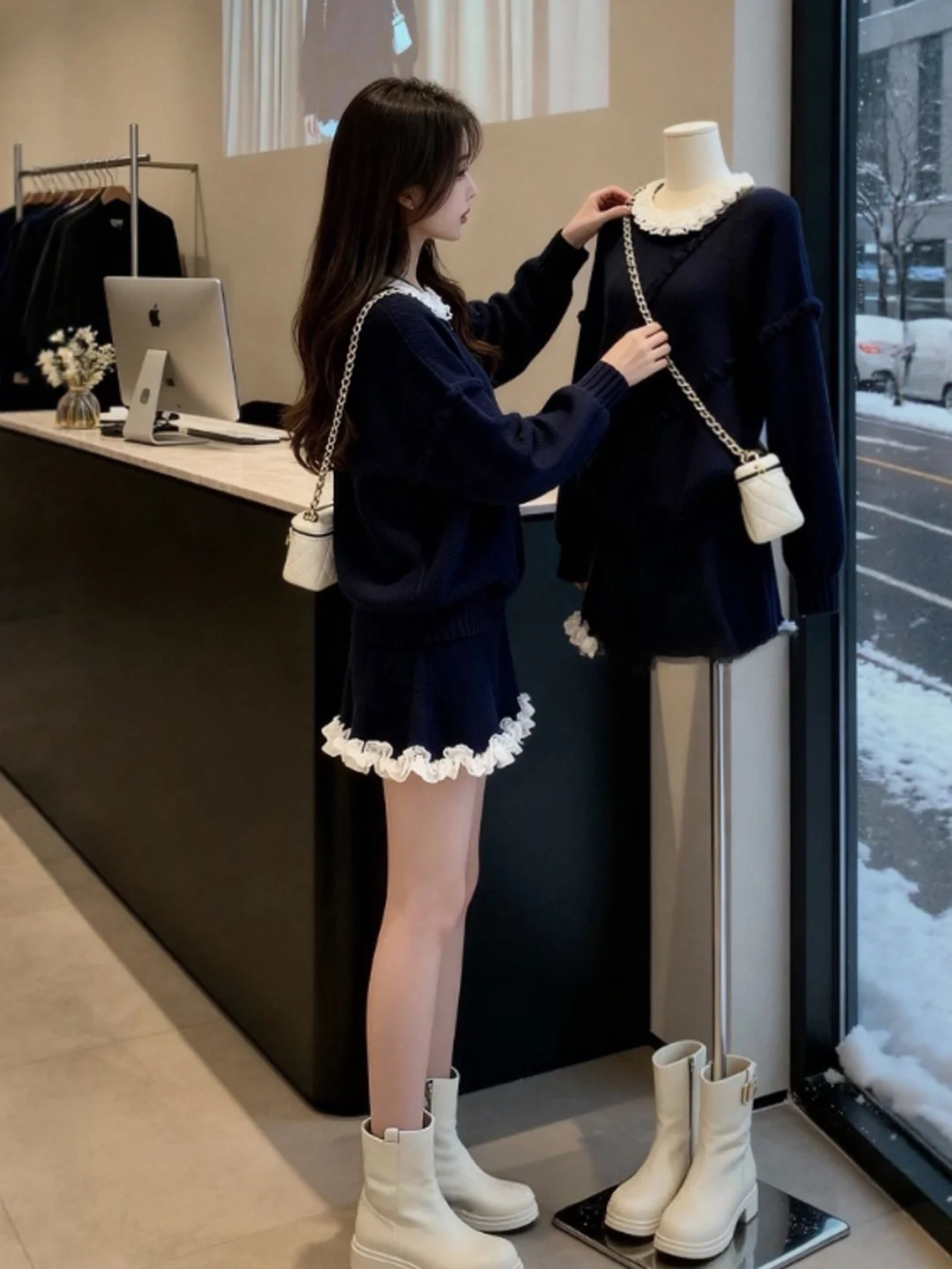 

Уникальный супермилый вязаный комплект Laid-ba Sle: топ и юбка макси. Весенний модный комплект из двух предметов. Уютный и теплый.