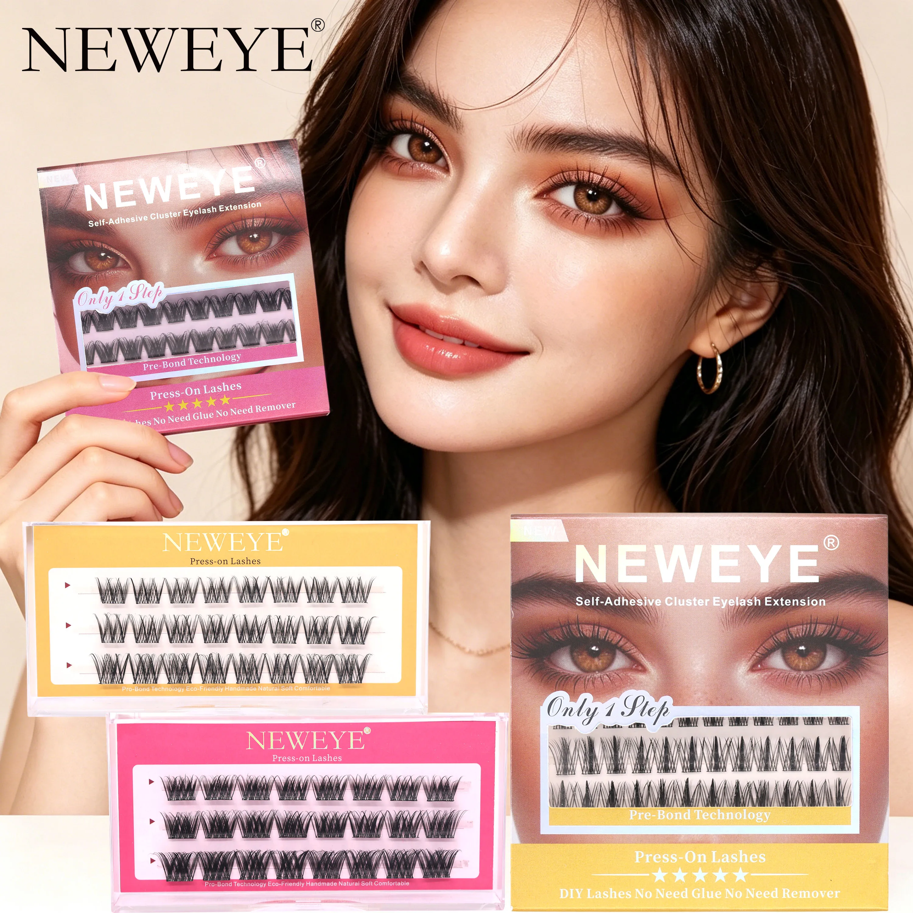30/72 Cluster New Packing Natural And Long Style Glue Free Self Adhesive Eyelash Extension Reusable Beginner-friendly Makeup