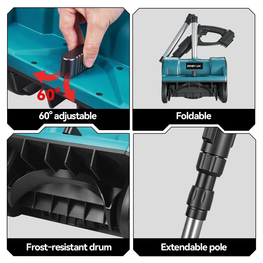 ONEVAN 3000W 300mm Brushless Electric Snow Plow Cordless Snow Sweeper Shovel Clean Street Courtyard For Makita 18V Battery Pin
