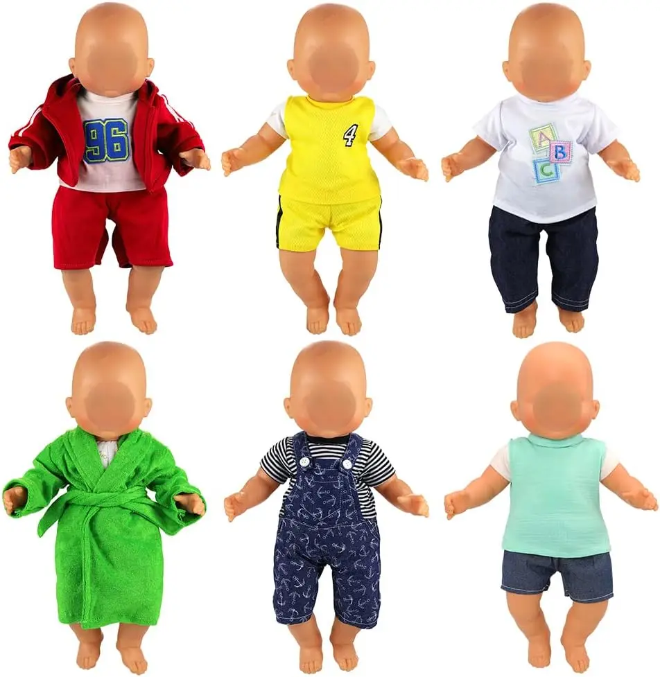 BARWA Boy Doll Clothes 6 Sets Boy Doll Clothes Daily Casual Clothes Outfits Compatible for 14 to 16 Inch Baby Doll and 18 Inch