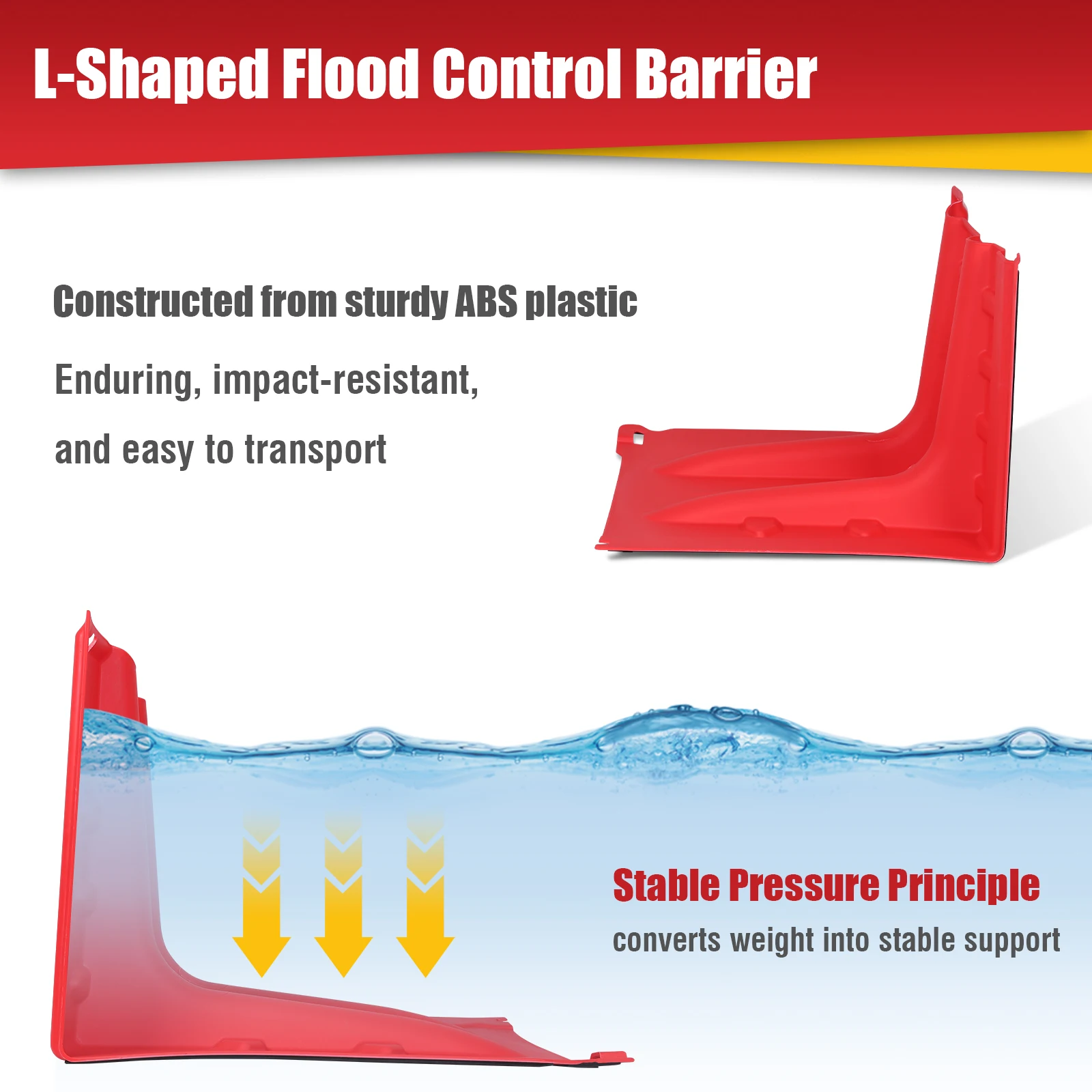 6pcs L-Type Flood Protection Barrier ABS Flood Control Box Wall Removable Combination Water Barrier for Underground Passages