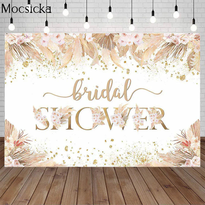 Mocsicka Photography Backdrops Pampas Grass Flowers Bridal Shower Background Wedding Birthday Decoration Photo Studio Photocall