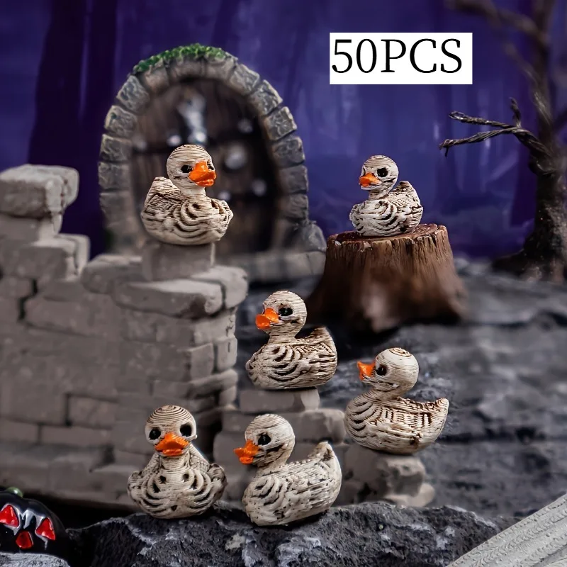 50-piece Gothic-style cute skull ducks. Suitable for Halloween, Gothic-style home decor, and office settings.