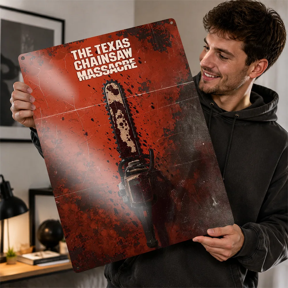 The Texas Chainsaw Massacre (1974) Movie 3D Texture Metal Poster Customized Wall Art Tin Sign Gift for Mancave Room Accessories
