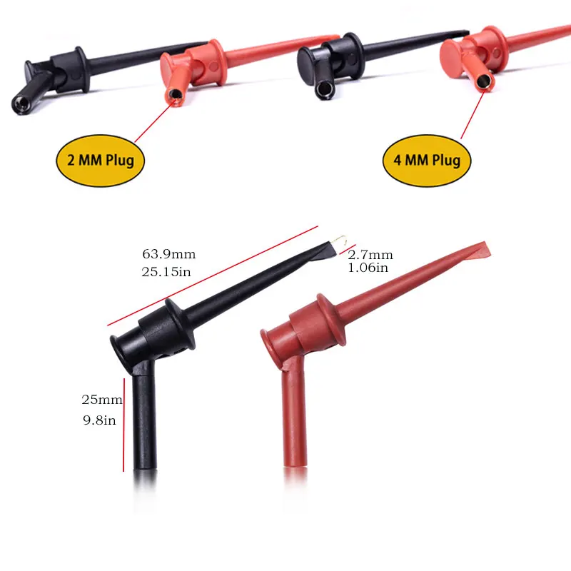 New Multimeter Test Leads Probe Hook  Smd Ic Clamp Spring Damage Test  For Test Lead 2mm/4mm Interface