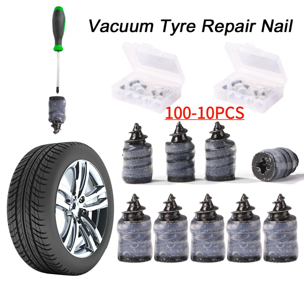 

100-10pcs Bicycle Vacuum Tire Puncture Repair Nail Motorcycle Tubeless Rubber Nails for Bicycle Car Eectric Car Repair Kits