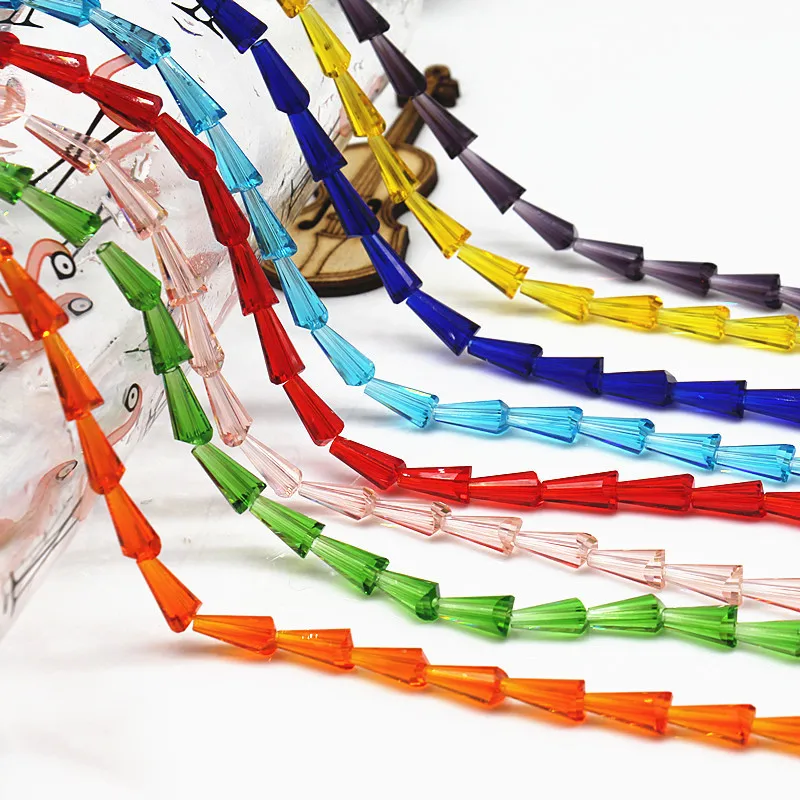 4 6mm Tower Shape Faceted Crystal Beads Austrian Conical Glass Beads Loose Spacer Beads for Jewelry Making DIY Bracelet Necklac
