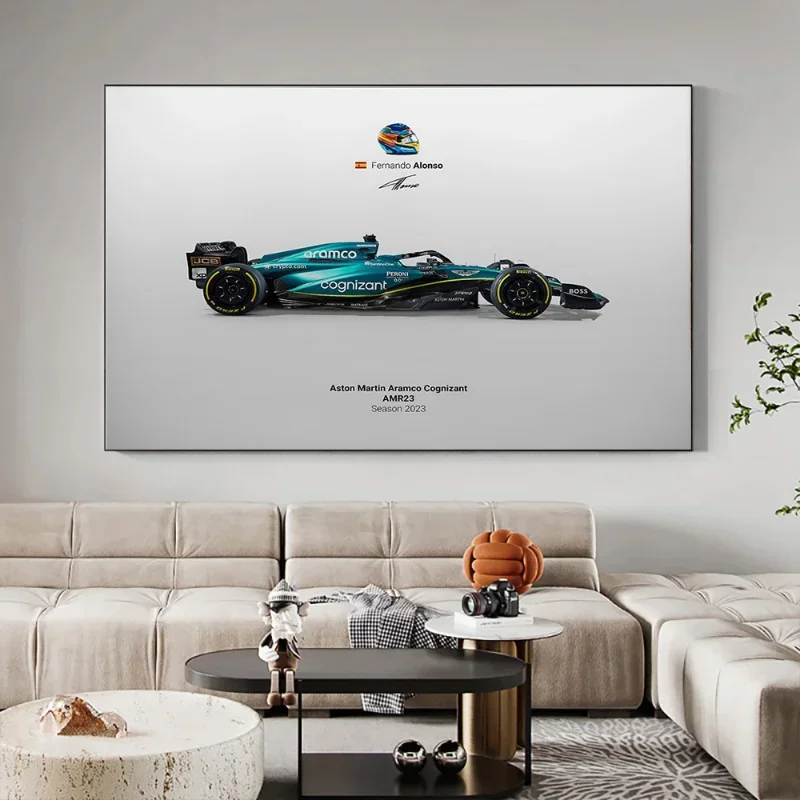 AMR23 Fernando Alonso Poster Car Canvas Painting Prints Wall Art Pictures for Living Room Home Decoration Mural Gift