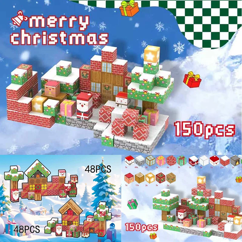 

Christmas Magnetic Building Blocks Suits STEM DIY Toys Construction Set Santa Claus Santa Claus Reindeer 3D Cubes Stacking