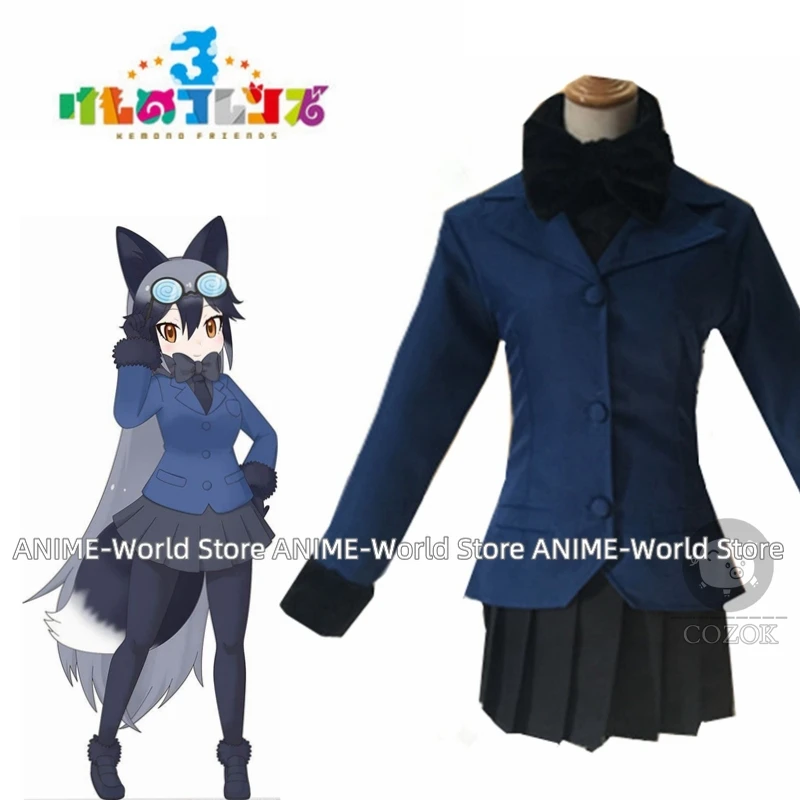 《Custom Made》Anime! Kemono Friends Silver fox Arctic fox Lovely Uniforms Cosplay Costume Halloween Easter Outfit