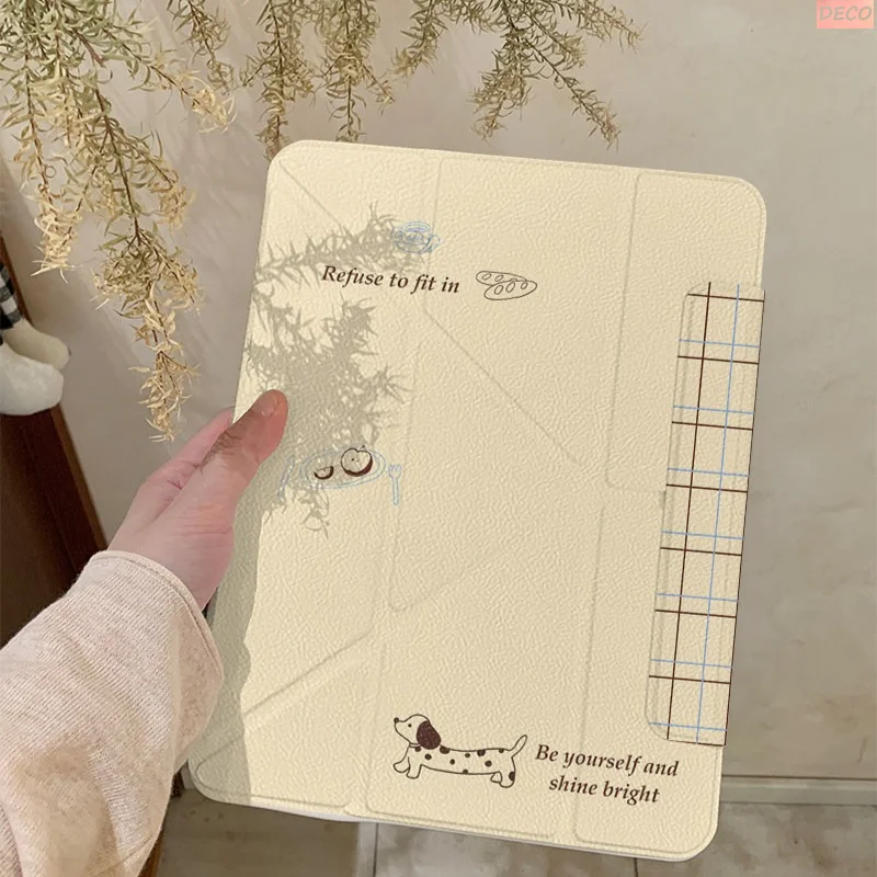 Checkered Puppy Magnetic Buckle 720° Magnetic Ring Tablet Case for IPad Pro12.9 13 M4 M5 Case 8.3 9.7 10.2 7th-11th Air8