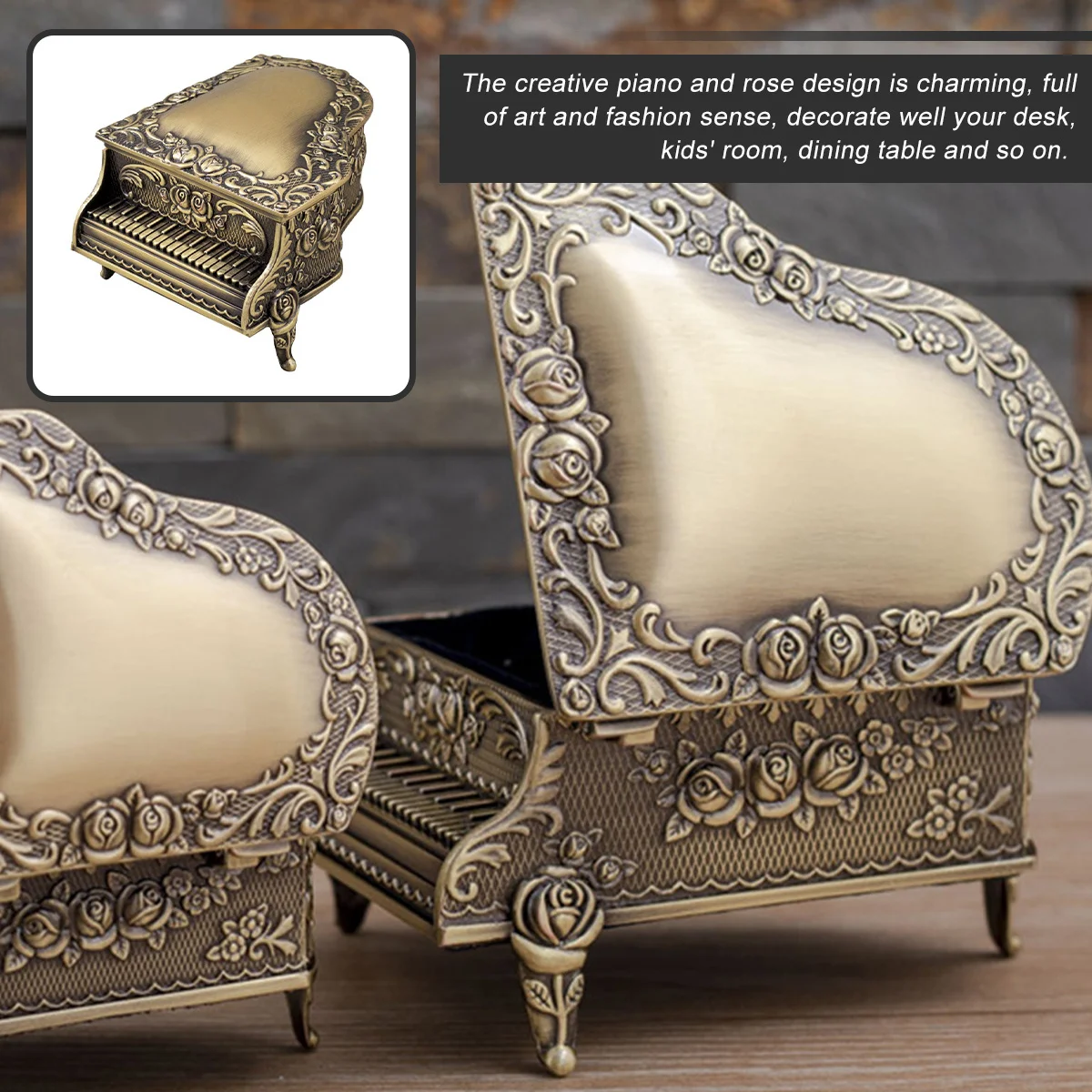 

Piano Jewelry Box Case Displays Presentoir Musical Holder Jeweled Trinket Boxes Gothic Home Decor Earrings
