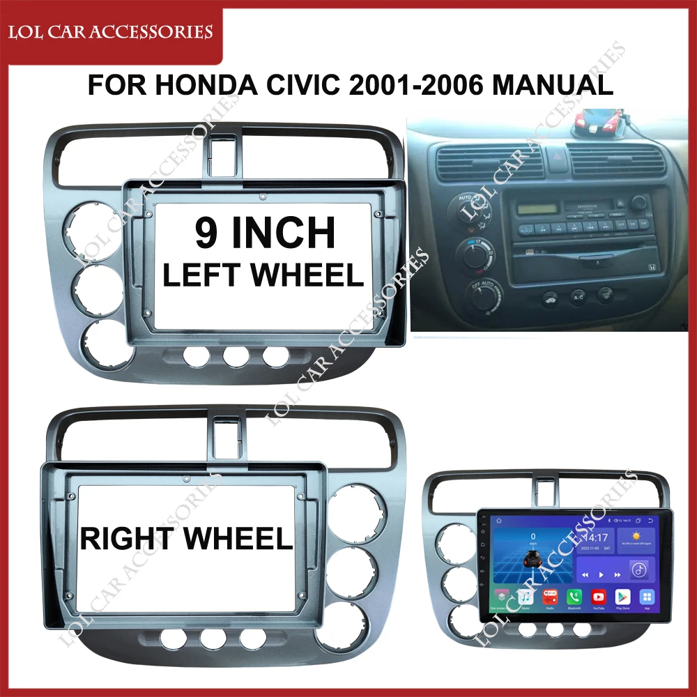 

9-дюймовый для Honda CIVIC 2001-2006 ручной автомобильный радиоприемник Android стерео MP5 GPS плеер 2 Din головное устройство лицевая панель рамка крышка приборной панели