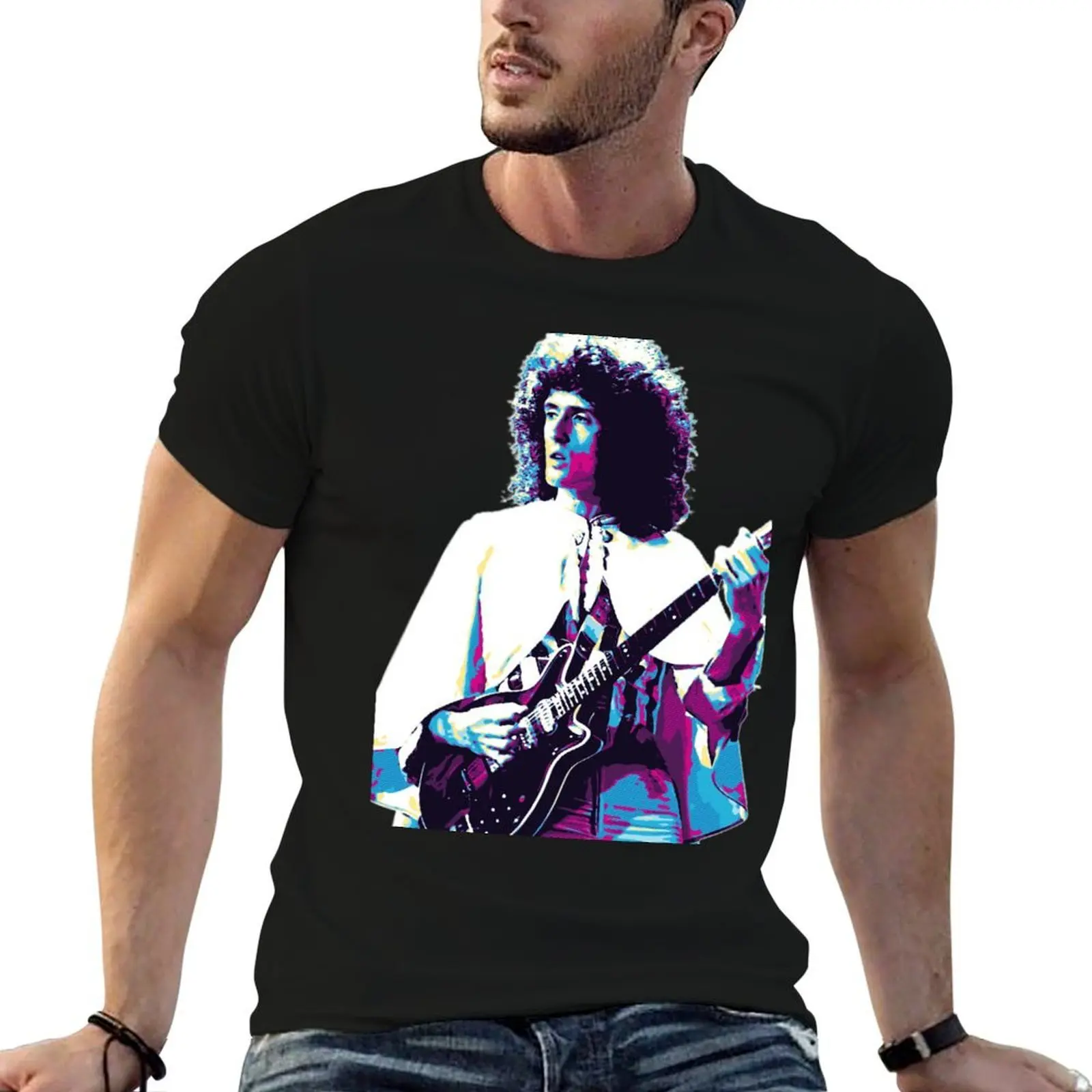 Brian May Style Retro T-Shirt Work Wear Short Sleeve T-Shirt