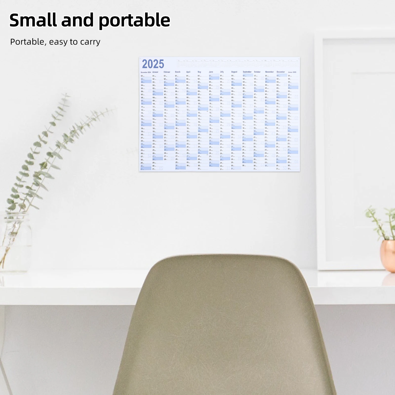 Wall Calendar 2025 Yearly Planner English Version Snake Blue Decor Monthly Schedule Practical namental