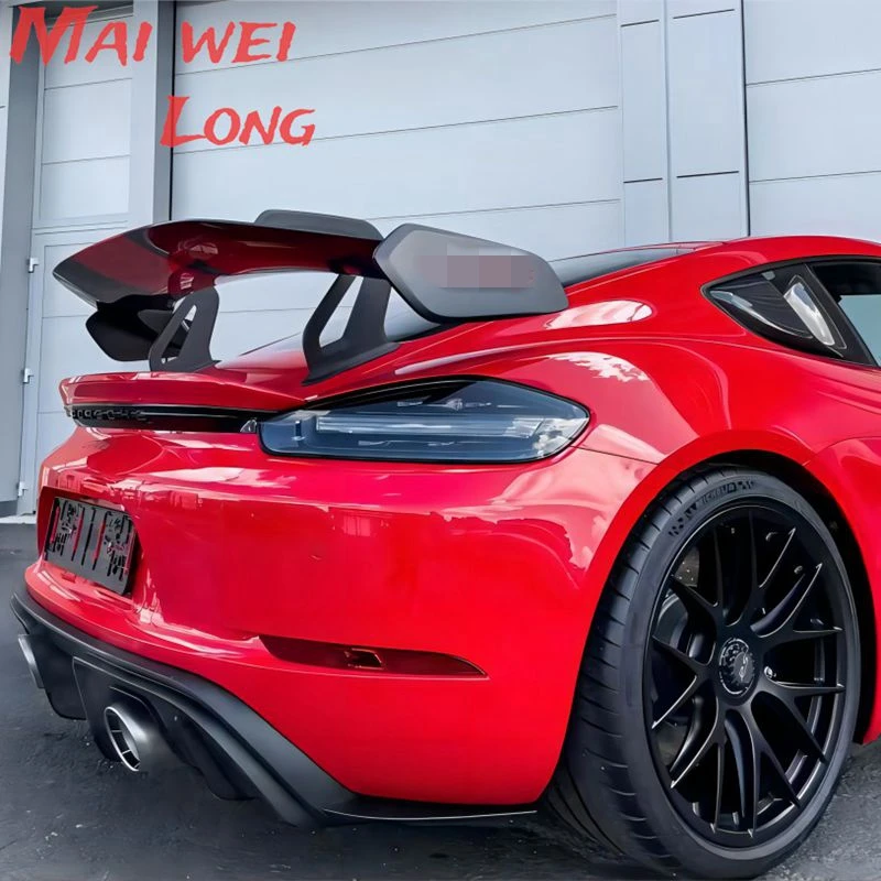 Carbon Fiber Rear Trunk Boot Tail Spoiler Double-Deck Wing Lip for Porsche Cayman 718 987 997 998 981 911 Boxster GT4