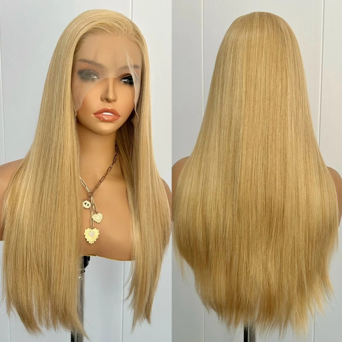 

Mix Blonde Wig Long Synthetic Lace Front Wigs for Women Highlight Long Wavy Wig Daily Use Natural Wave Lace Wig Cosplay Party