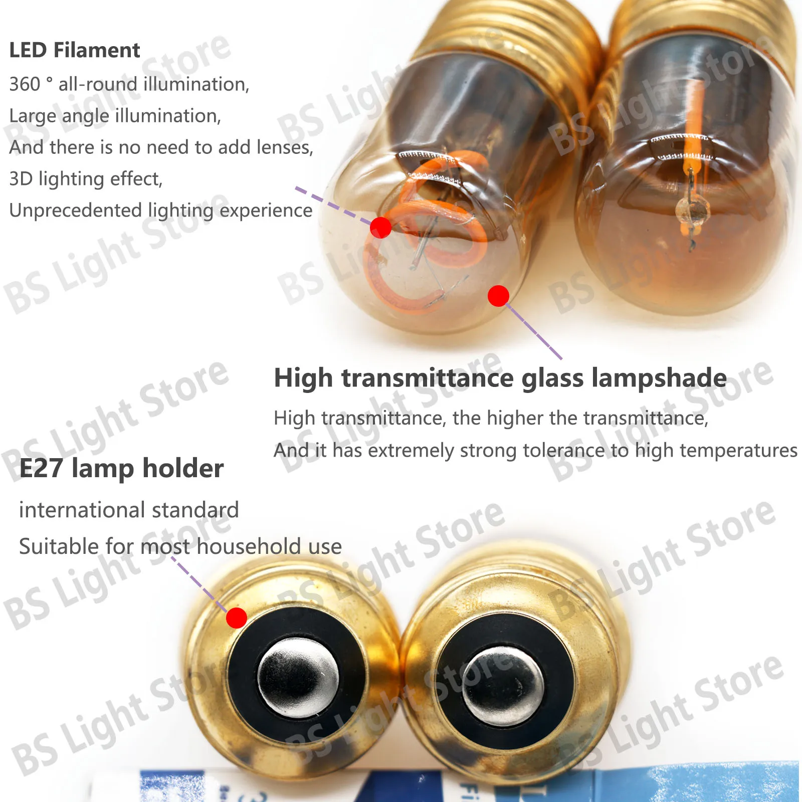 LED Mini E27 T28 Light Bulb Filament 1W AC 220V 2200K Warm light Vintage Candle Light Ampoule IncandescentSpiral Lamp Glass Bulb