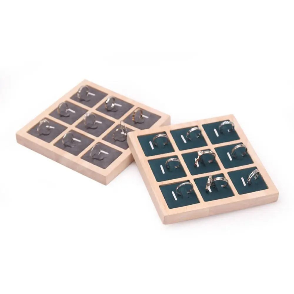 

9 Grids Wooden Jewelry Show Props Ring Holder Case Ring Display Rack Earrings Rings Organizer Jewelry Display