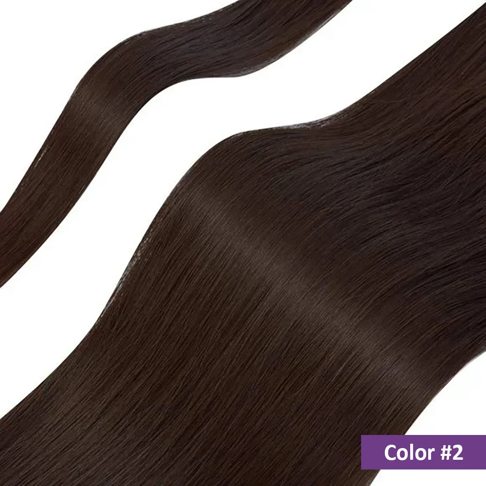 Extensión de cola de caballo larga y recta, envoltura alrededor, marrón oscuro, Clip en extensiones #2, cabello Remy brasileño, listo para usar