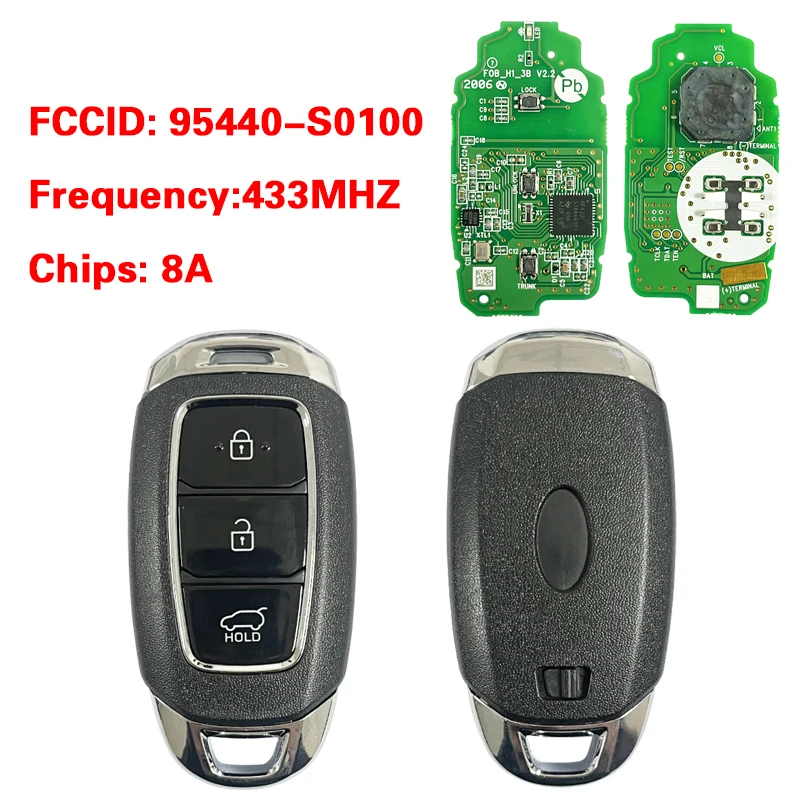 

CN020336 Original Board 3 Button Smart Key Fob Keyless Go Remote 8A Chip 434Mhz FCC 95440-S0100 For Hyundai l30 N 2022