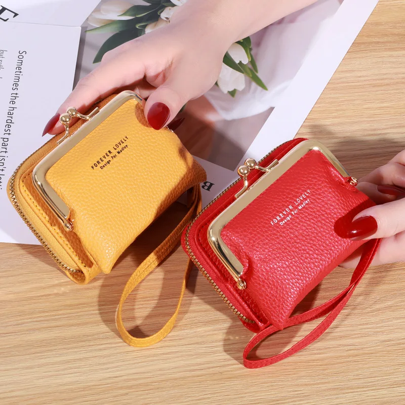 2023 New Fashion Women's Wallet Wrist Strap Short Coin Purse Trend Coin Clip Bag Female Elegant Multifunctional Card Bags