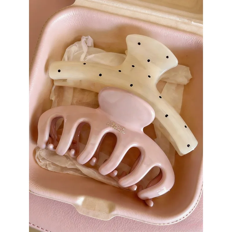 

Elegant Polka Dot Hair Claw Large Size for Women Back Head Bun Styling Chic Clamp Luxury Casual Design Fashion Hair Accessory