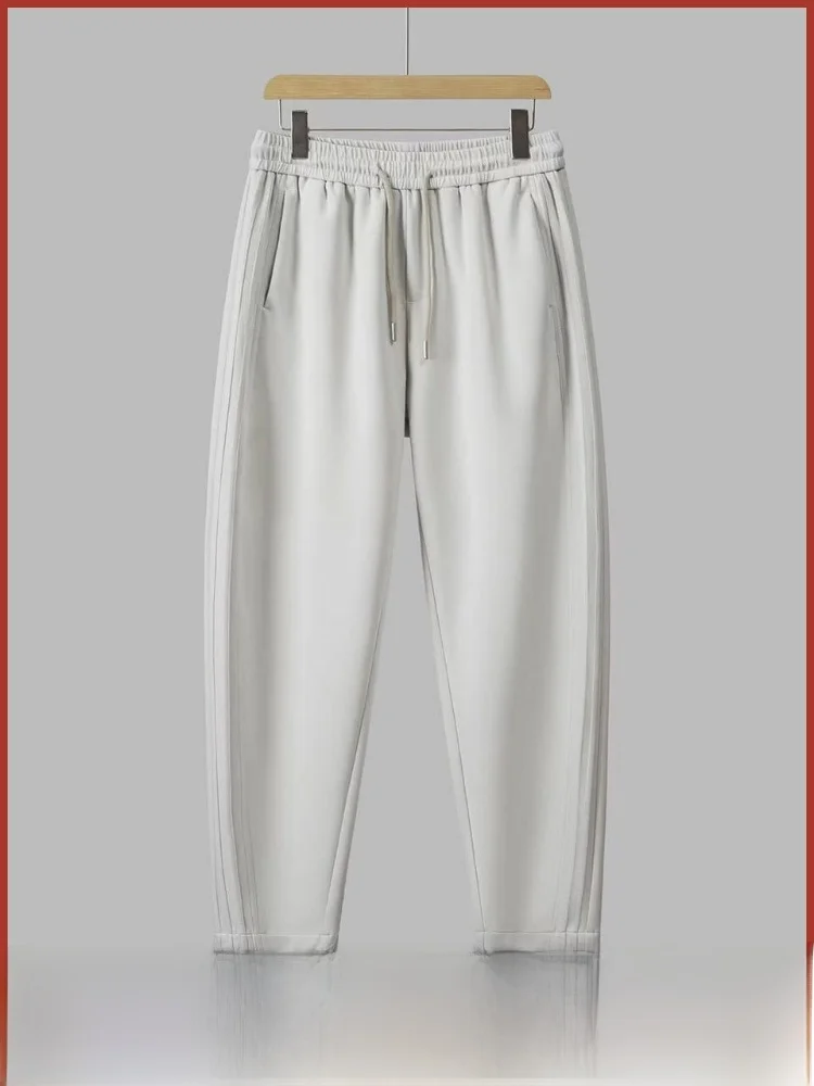 

American Sle Thiened Fce Lined Autumn Winter Men's Casual Pants Tapered Straight Leggings Simple Faionable Loose Fit