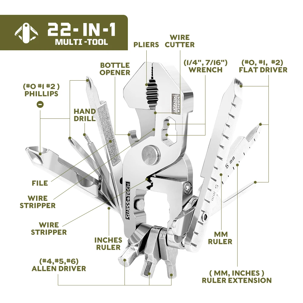 SwissTech Portable Folding Pliers EDC Multi-Tools Multifunctional Wrench Pocket Hand Tools Screwdrivers Bicycle Repair Tool Kits