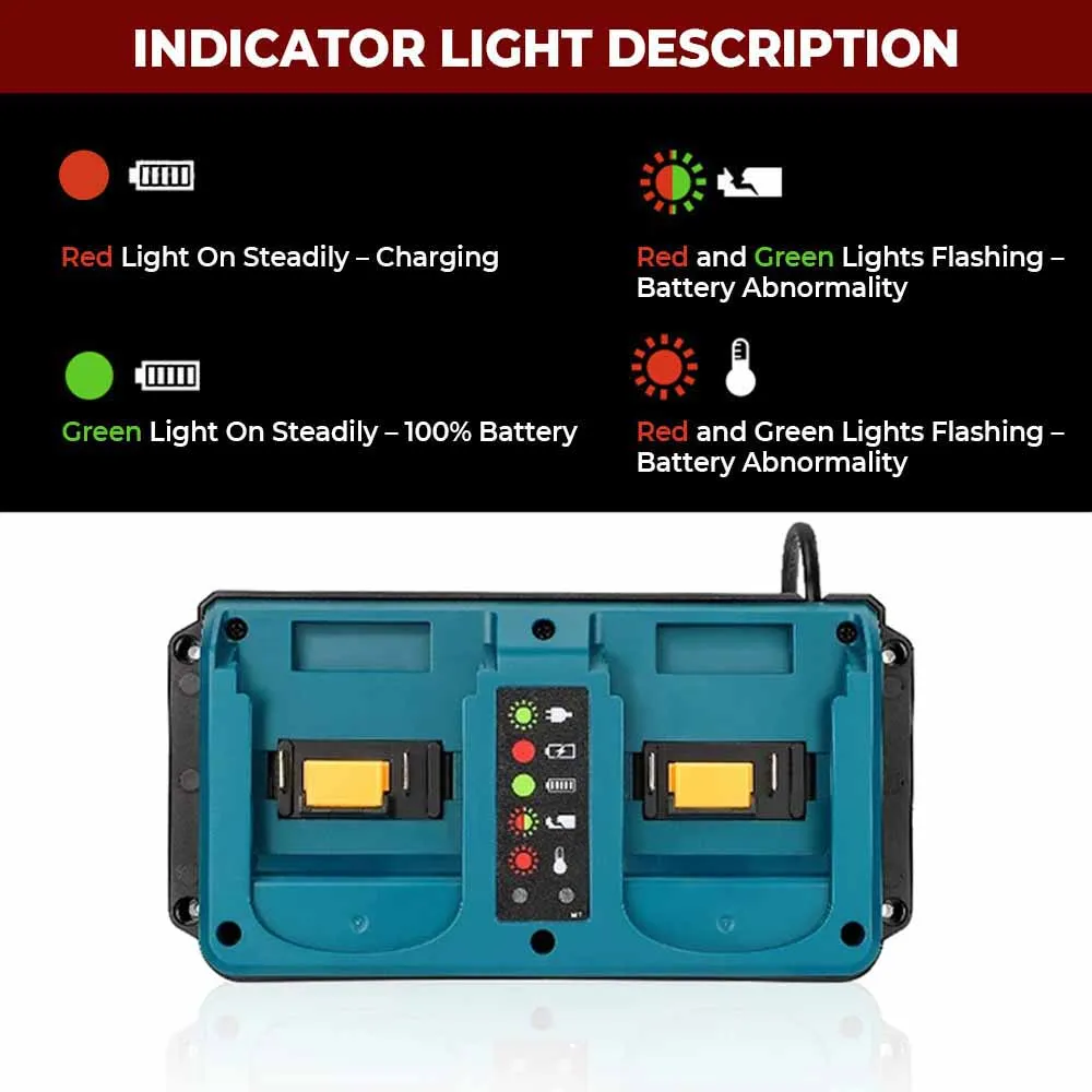 For Makita 18V Double Charger EU/US Plug Replacement For Makita 18V Li-ion Rechargeable For BL1815 BL1820 BL1830 Fast Charger