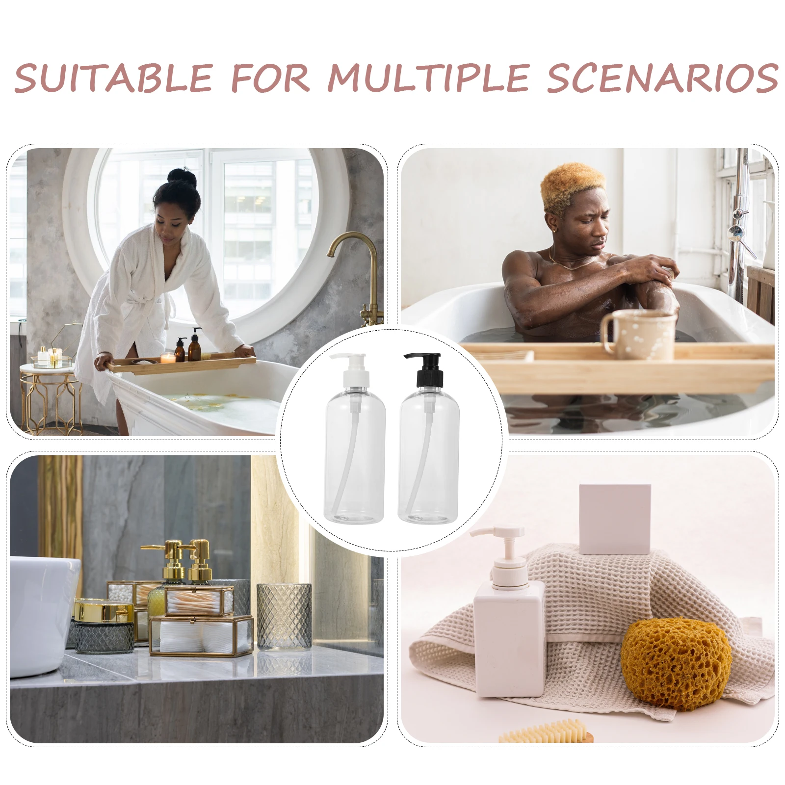 

2Pcs Refillable Pump Lotion Bottles 500Ml Clear Press Pump Shampoo Bottles Empty Lotion Dispenser for Bathroom Vanity