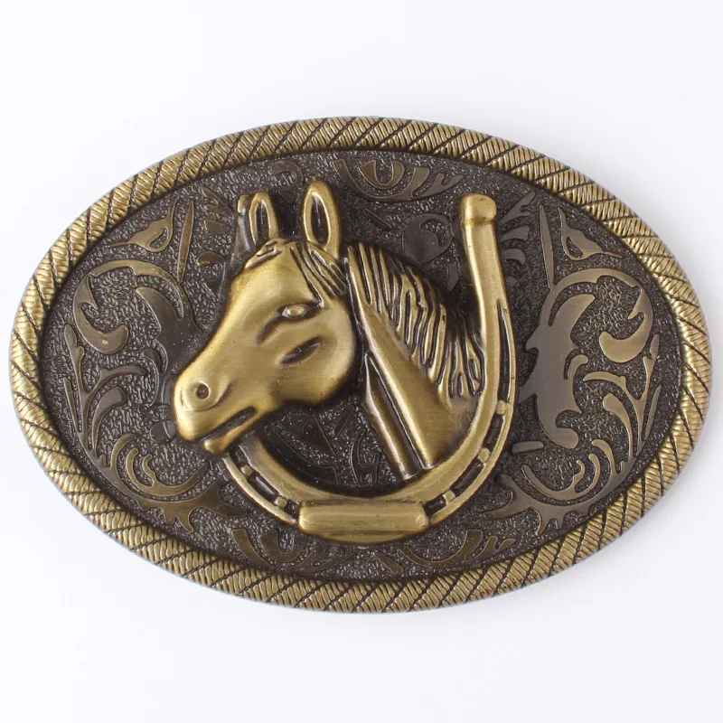 Simple horse head belt buckle horse series super large alloy smooth buckle belt parts self-assembly