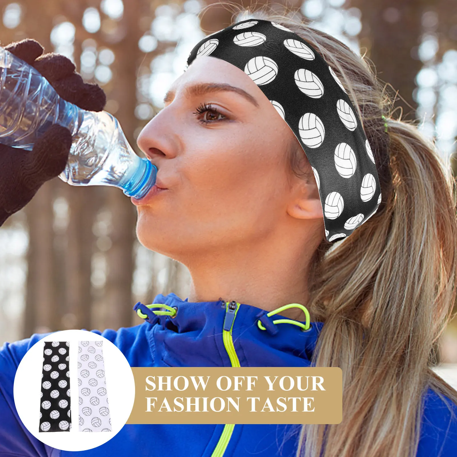 2 Pcs Sweatbands Sports Headband Workout Headbands for Women Elastic Athletic Hair