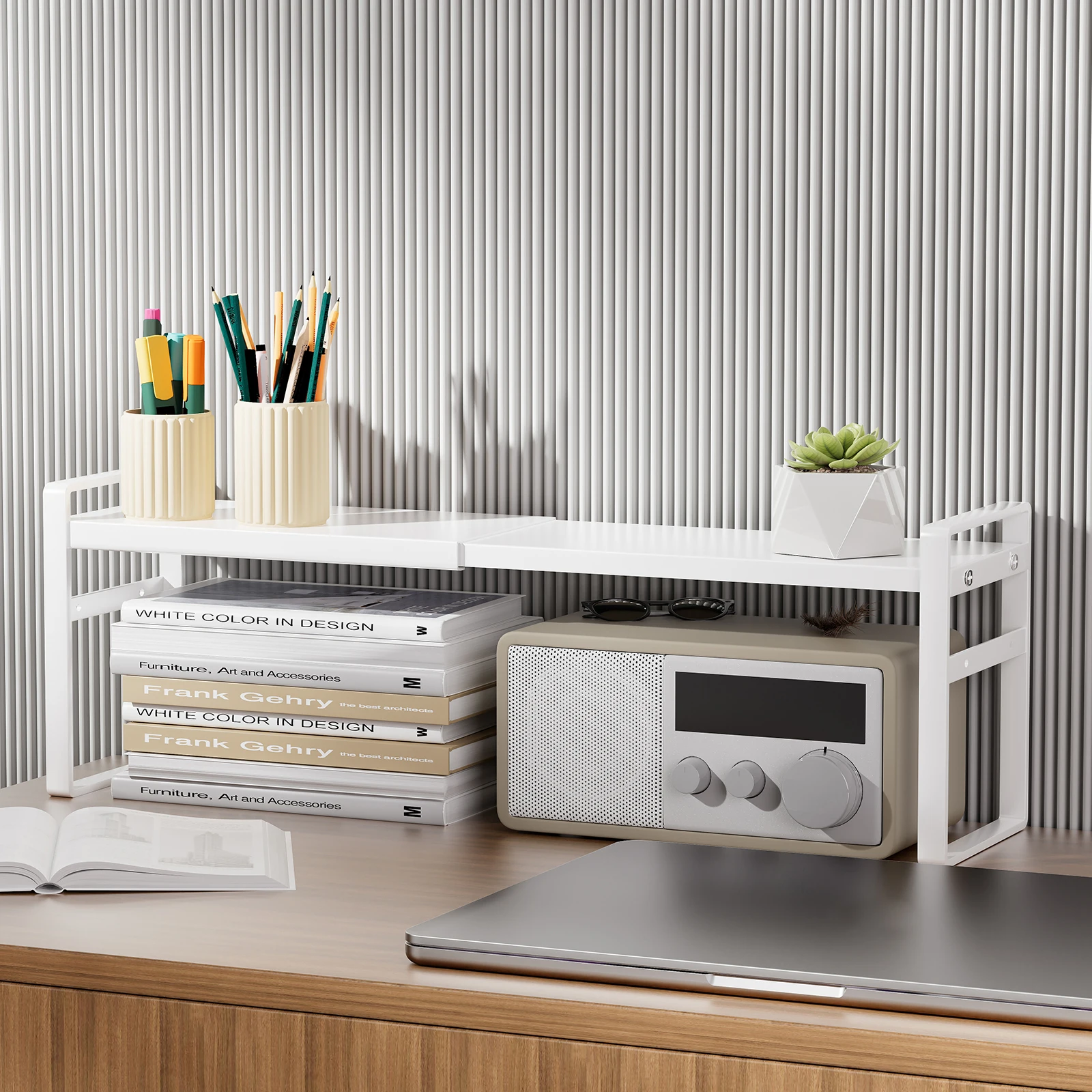 Ultraschmales Schreibtisch-Aufbewahrungsregal, kleines, ultradünnes Lückenverlängerungsbrett, Büro-Desktop-Schreibtisch-Organizer, geschichtetes Regal, Arbeitsplatte