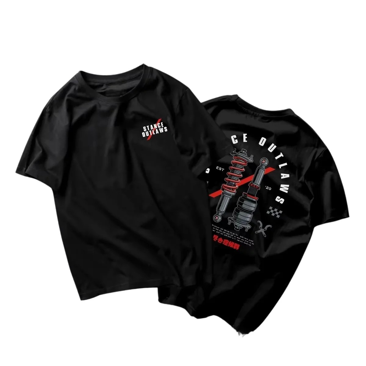 Twisted Teeth Shock-proof Modified Car Posture  Printed T-shirt Men Women Cotton T-shirt Men's T-shirts Summer Men's Clothing