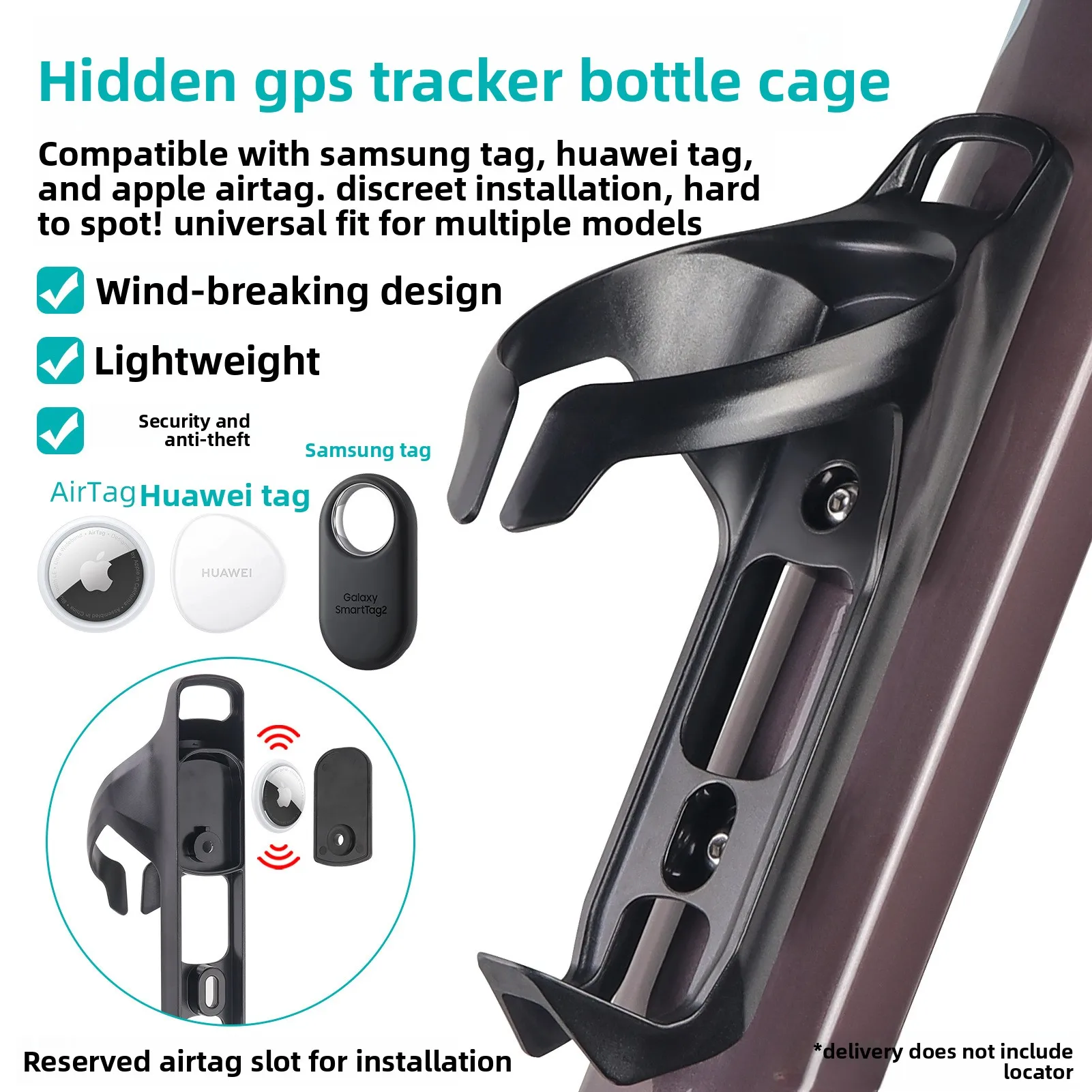 

Bicycles Can Be Installed with Airtag Locator Water Bottle Holder Cycling Accessories and Equipment