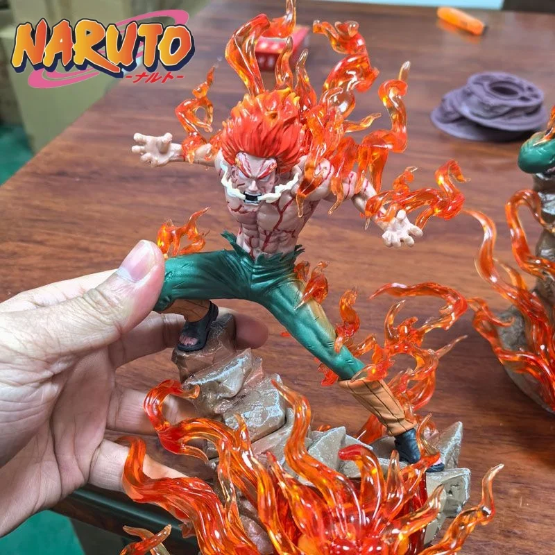 Hot Anime Naruto Might Guy Figure Ten Years Of Shinobi Anime Action Figure With Light Immortal Sitting Model Collection Gift Toy