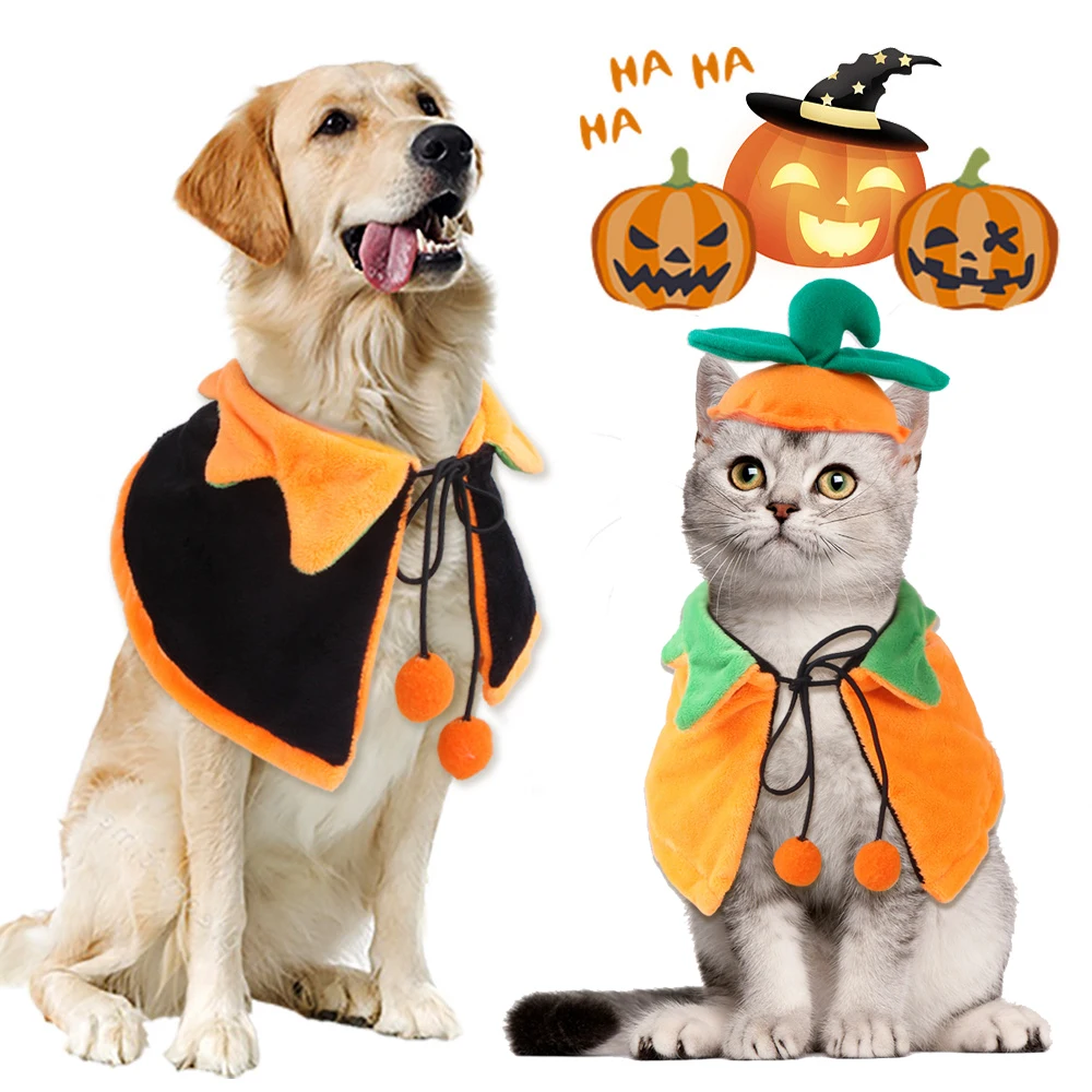 

Double-sided Pet Cloak Dog Halloween Pumpkin Two-sided Dog Cloak Cape Cat Cute Halloween Ornaments Dog Costume